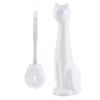Allure Home Creation 3-Piece Ceramic White Cat Toilet Brush Holder