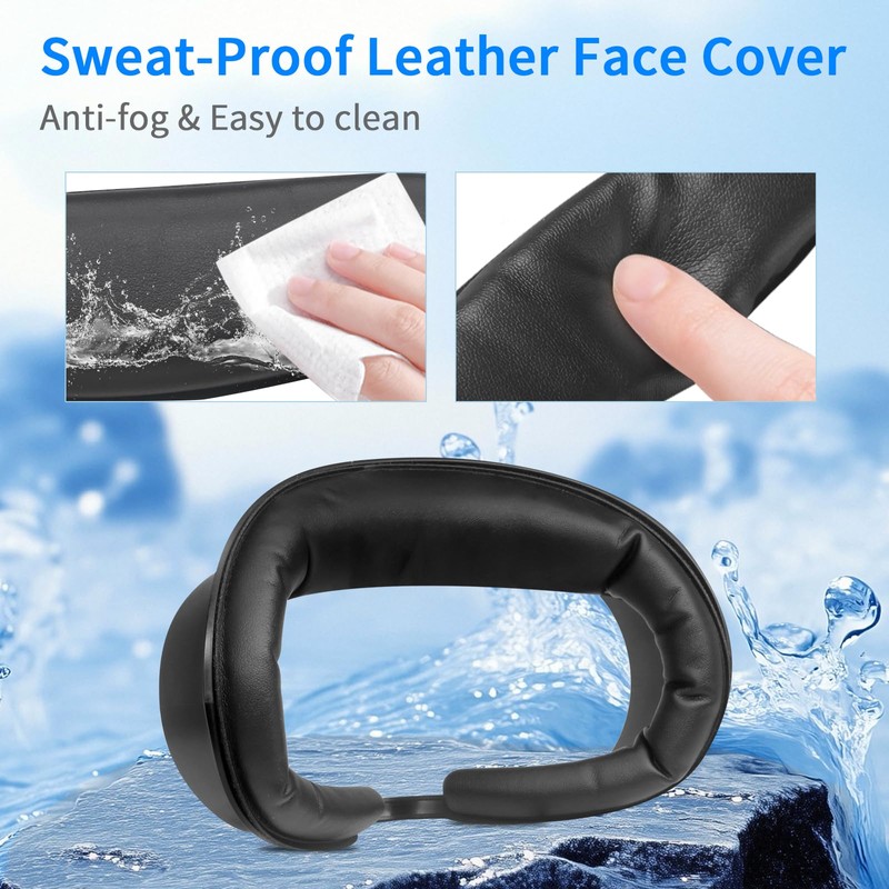 3-Pack Breathable Foam Face Pad & Sweat-Proof PU Leather &
