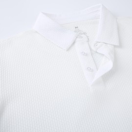 Esabel.C Bubble Men's Polo Shirts Short Sleeve Stretch Casual Jacquard Collared Golf Polo Shirts for Men,White,S