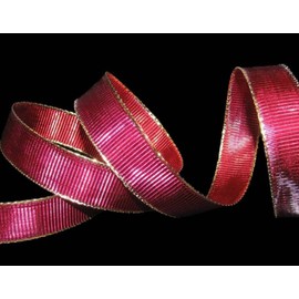 1 Pcs 7/8"W Ribbed Wired Ribbon Mirage Color Changing Red Pink Gold Metallic 10 Yards, Ribbon for Gift Wrapping | #AA120RK
