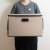 PRANDOM Large Collapsible Storage Bins with Lids [3-Pack] Jute Fabric