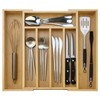 Large Bamboo Kitchen Utensil Drawer Organizer Expandable Flatware Silverware Tray