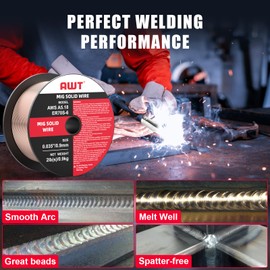 AWT Solid MIG Welding Wire, ER70S-6 Gas Solid Carbon Steel Mig Wire with Low Splatter, .035" 2-Pound Spool Pack of 1