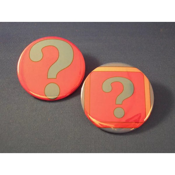 ? QUESTION MARK Lot of 2 BUTTONS pin punk badge