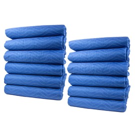 Mytee Products 12 Pack 72" x 80" (85 lb/dz Weight) Heavy Duty Moving Blankets - Blue Woven Polyester Furniture Moving Pads for Protection in Moving or Storage