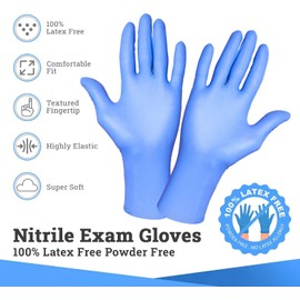 Fusion Vibes Disposable Gloves Nitrile, Blue Disposable Gloves, Powder free and Latex free Gloves, Surgical Gloves, Non-Sterile Protective Gloves, Food Grade, Disposable Gloves