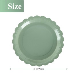 PHUNAT 50PCS Green Party Plates 9''/23cm, Paper Tableware Plates, Sage Green Supplies Decorations for Birthday, Baby Shower, Wedding