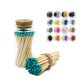 Matches in a Jar | 60+ Matchsticks | Decorative Matchsticks with Strike Pad | Candle Match Holder Long for Fireplace | Match Bottle Cork Closing by Chandler Studio (Light Green, 3" Matches)