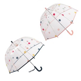 ThreeH 2 Pcs Toddler Umbrella Transparent Bubble Canopy Smooth Curved Grip Rounded Beads Manual Open for Boys and Girls