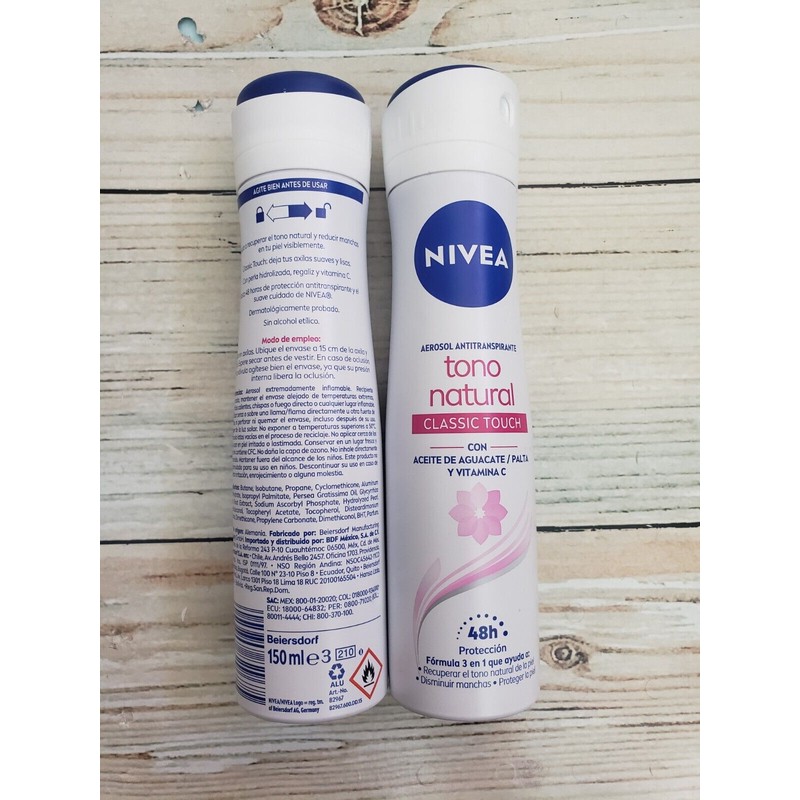 Nivea Aclarado Natural Classic Touch 150ml Spray Antitraspirant