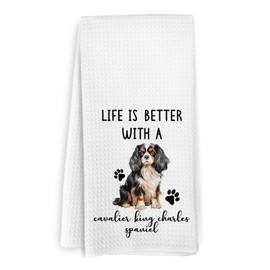 KFXHANGD Life is Better With Cavalier King Charles Spaniel Kitchen Towels - Gifts for Women Girls, Hand Dish Tea Towels for Kitchen Bathroom, 16x24 Inches