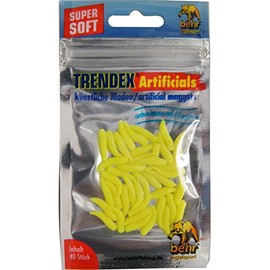 40 Synthetic Maggots Rubber Trout Bait - fluorescent yellow