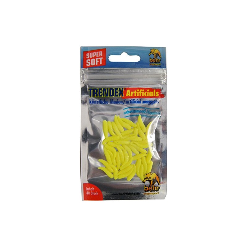 40 Synthetic Maggots Rubber Trout Bait - fluorescent yellow
