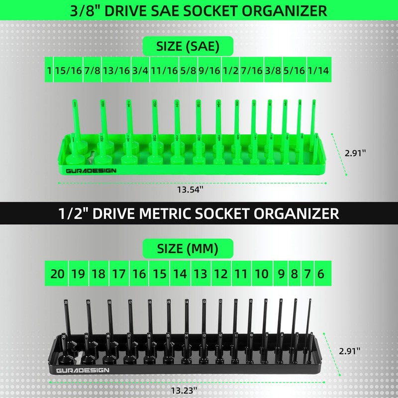 8PCS Socket Organizer Set, Socket Holder, 1/4", 3/8", 1/2" Metric