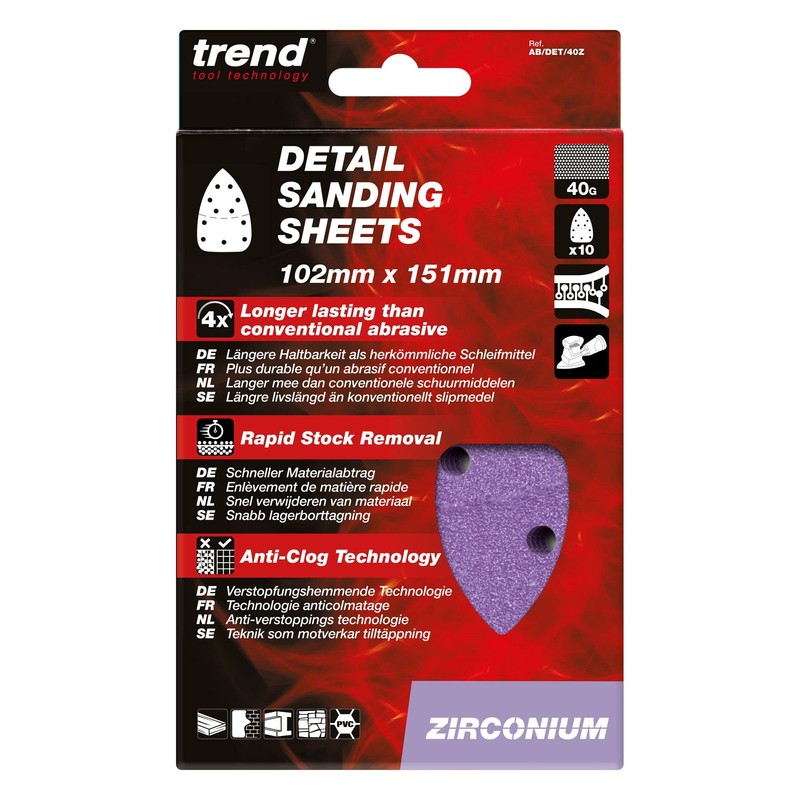 Trend Zirconium 102 x 151mm 40 Grit Abrasive Detail Sanding