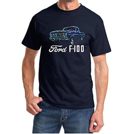 1967-72 Ford F100 F-100 Pickup Truck Neon Lights Design Tshirt XL Navy Blue