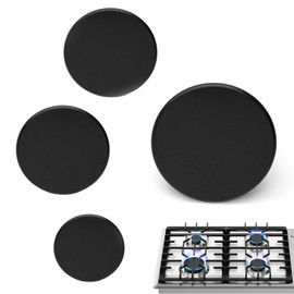 Loszaral 4-Pcs Gas Stove Burner Cap Set - Burner Cover for Gas Stove Replacement Kit with Black Enamel Finish, Gas Burner Covers for SABAF 2nd Generation Burners (3.93" x1, 2.95" x2, 2.17" x1)