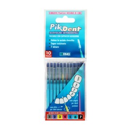 Pikdent -Interdental Brushes - Durable Coated Steel Core and Tynex Bristles - 5. Size: Light Blue - 0.8mm Semi-cone - 10 Toothbrushes
