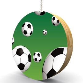 Soccer Ball Collage Hardwood Oak Fan/Light Pull