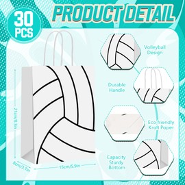 30 Pcs Volleyball Party Gift Bags Treat Goodie Snack Bags