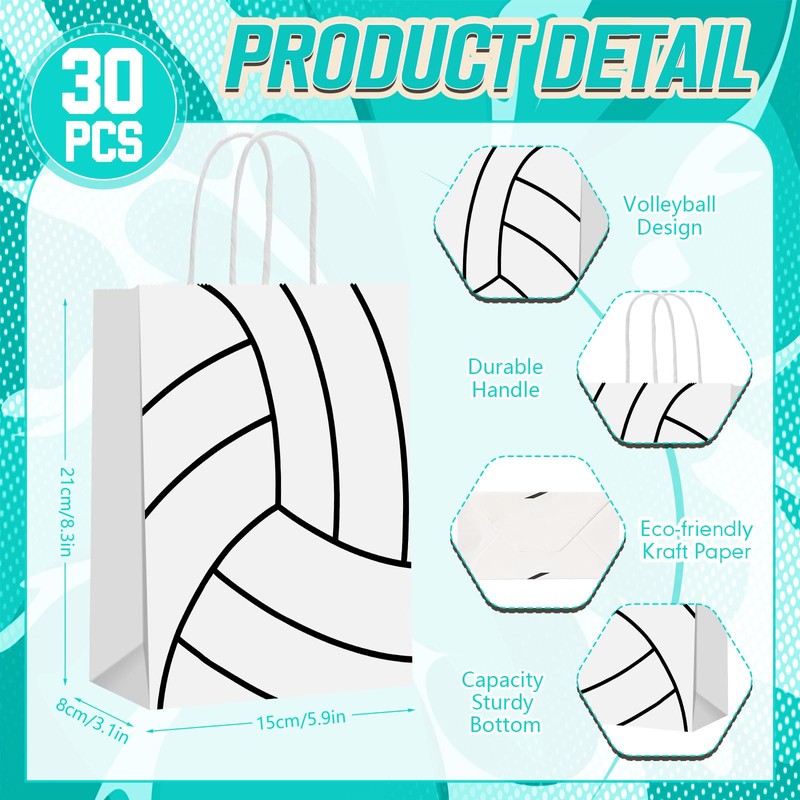 30 Pcs Volleyball Party Gift Bags Treat Goodie Snack Bags