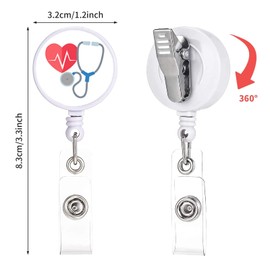 PhoenixDN Pack of 4 Nurse Badge Roll Holder, Retractable Badge Reel, Badge Holder with Crocodile Clip, for Nurses, Doctors, Volunteers, Teachers, Unisex