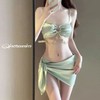 2025 New Arrival International Staycation Cross-border Gummy Women's Two-piece Bikini Three-piece Set Spa M / Light Green [3 Piece Set] 3ea