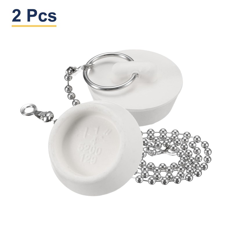 sourcing map 2Pcs Rubber Drain Stopper with Chain and Hanging