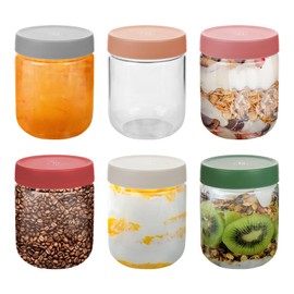 iyayayuanyuan 16oz Borosilicate Glass Jars with Lids - Freezer to Oven Safe (-4°F to 446°F), Airtight Meal Prep Containers for Overnight Oats, Snacks, Coffee，Microwave & Dishwasher Safe (6pack)