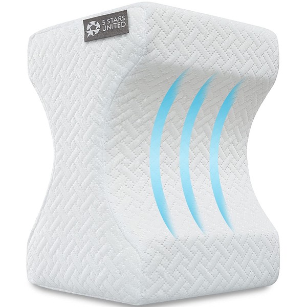 Knee Pillow for Side Sleepers - 100% Memory Foam Wedge Contour - Leg Pillows for Sleeping - Spacer Cushion for Spine Alignment, Back Pain, Pregnancy Support (White)
