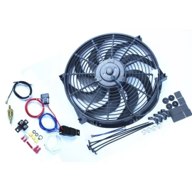 RSRing 14" Heavy Duty Radiator Electric Wide Curved Blade FAN 3000 CFM +Fan Thermostat