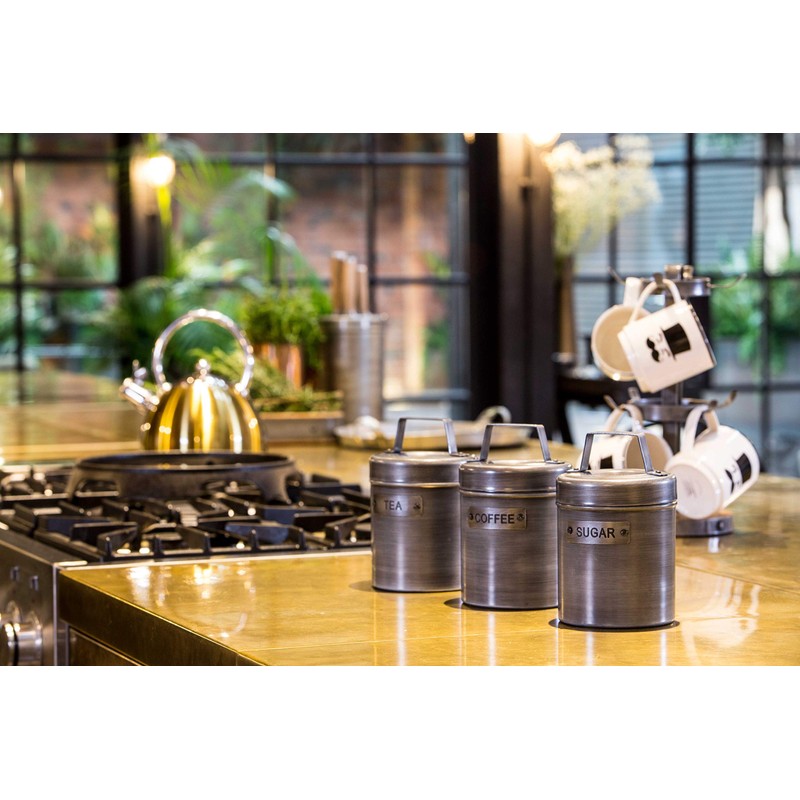 KitchenCraft Industrial Kitchen Vintage-Style Metal Coffee Canister, 1 L (1.75