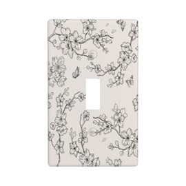 Vintage Country Floral Flower Butterfly Single Toggle Light Switch Plates Outlet Covers Decorative Electrical Wall Plate Receptacle Switchplate Decorate Plug Cover For Bathroom 4.5 * 2.76 Inch