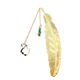 Metal Feather Bookmark with Panda Tassels Animal Book Markers Cute Book Mark for Women Men Teens Girls Stationery Reading Panda Lover Birthday Christmas Gifts for Daughter Granddaughter Friends