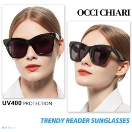 OCCI CHIARI Oversized Reader Sunglasses Women 2.25 Full Lens Reading Sunglasses 1.0 1.25 1.5 1.75 2.0 2.25 2.5 2.75 3.0 3.5 (Black, 2.25)