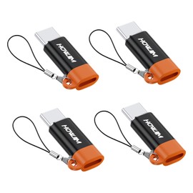 HOWJIM Light-ning to USB C Adapter, Pack of 4, PD27W/66W Fast Charging Data Transfer, Lightning Socket to USB-C Male for i-Phone15 16/i-Pad/M-acBook/G-alaxy/X-Peria Not for Audio/OTG Black