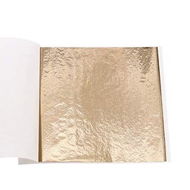 Imitation Gold Leaf Sheets - KINNO Champagne Gold Foil Multipurpose for Home, Wall, Frame, Ceiling, Furniture Decoration, 100 Sheets 3.15 by 3.35 Inches
