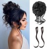 VAVANGA Messy Hair Bun with Bang Set, Natural Black Synthetic