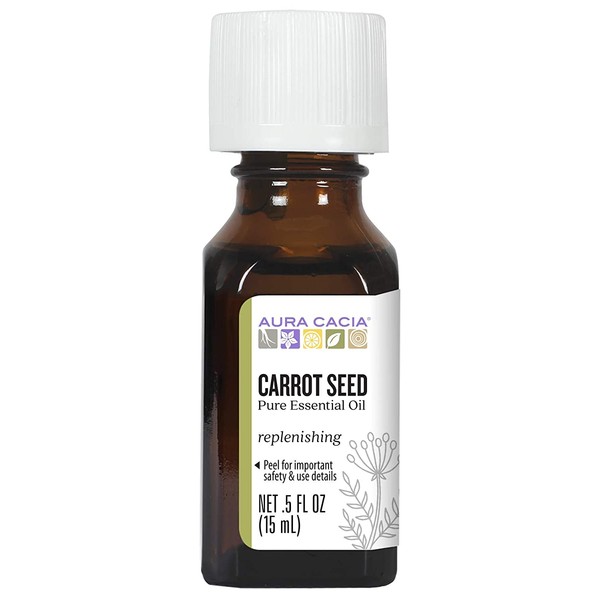Aura Cacia Carrot Seed Essential Oil | GC/MS Tested for Purity | 15ml (0.5 fl. oz.)