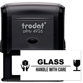 Self-Inking Glass Handle with Care Stamp - 1-1/2" x 3" - E-Commerce Businesses - Essential Consignment Stamp & Manifest Stamp for Shipping and Packaging - Durable & Reliable