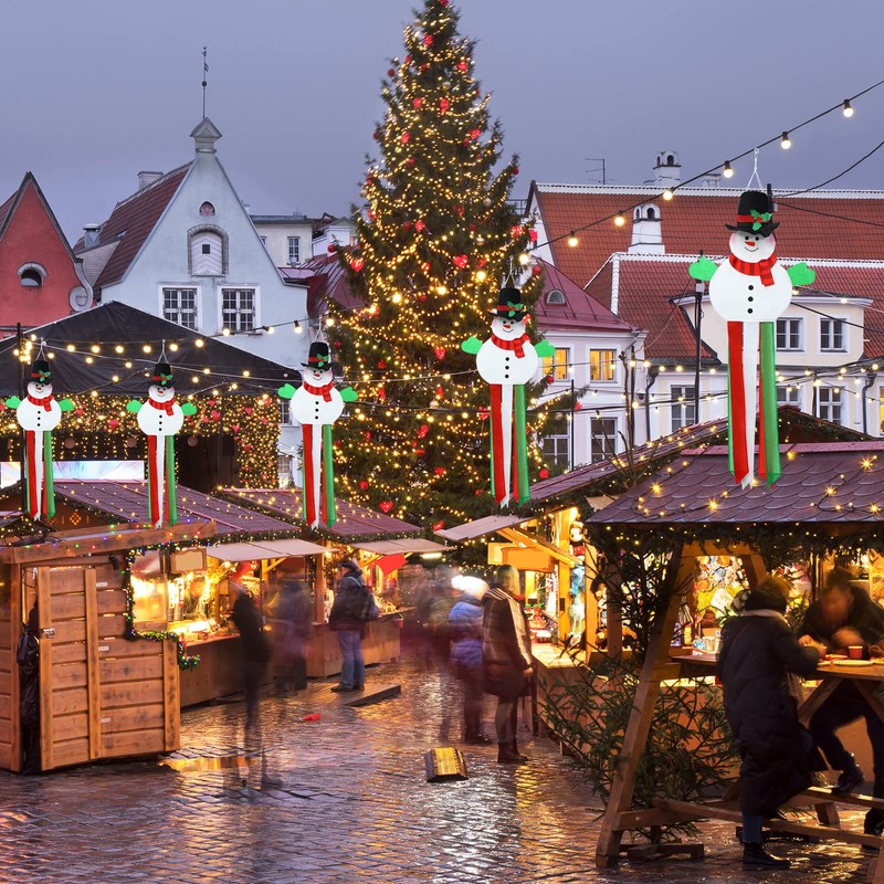 2 Pieces Christmas Snowman 3D Windsock Hanging Winter Windsock Santa