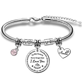 HULALA To My Auntie Gifts Charm Bracelet For Women Birthday Christmas From Nephew Niece Never Forget That I Love You Thanks For All The Things You Do