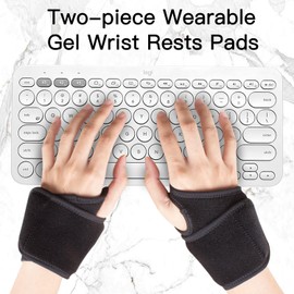 YUJHON Soporte ergonajustpara el ratón y el teclado almohadillas para la muñeca para reducir el estrés, la tensión y el dolor en el túnel carpiano en las articulaciones (negro)