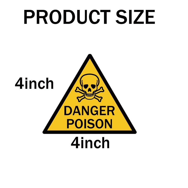 Danger Poison Warning Sign Stickers, 4 Inch, Skull and Crossbones