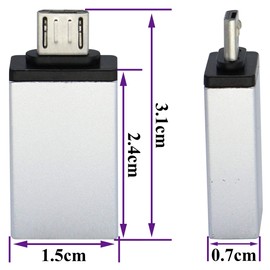 AAOTOKK OTG Micro to USB Adapter, Aluminum Alloy Micro USB Male to USB 2.0 A Female OTG (On The Go) Adapter for Android Smartphone Tablets More USB and Micro Devices(2 Pack-Silver)