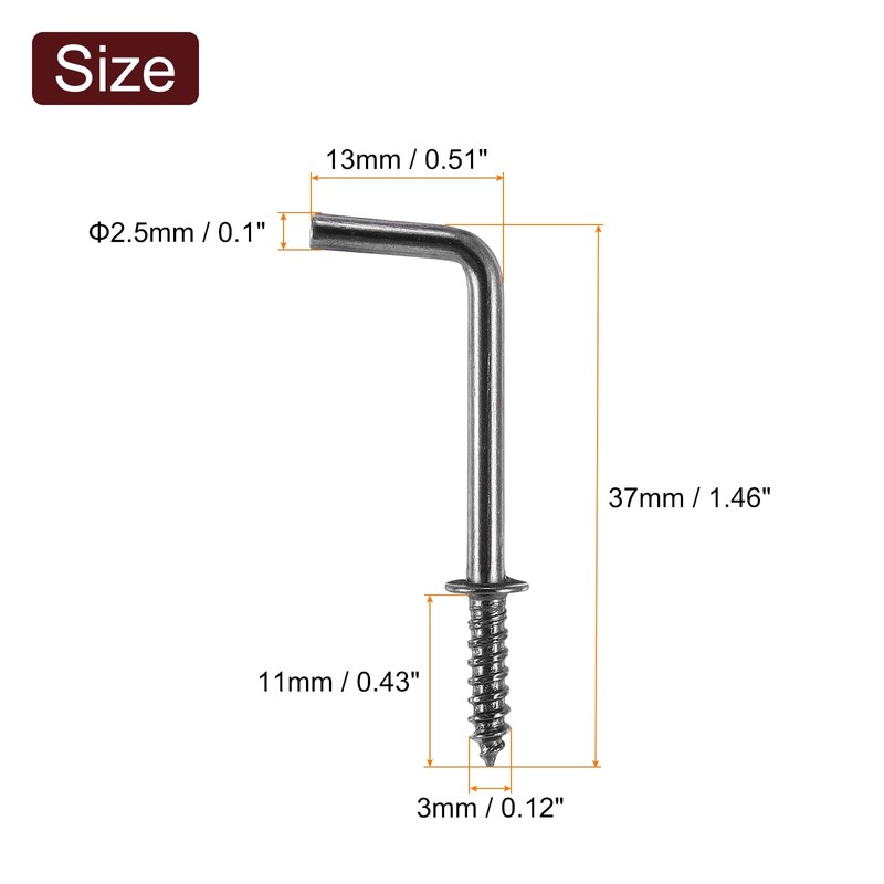 uxcell 50 Pcs L Shape Hooks, 1 Inch Right Angle