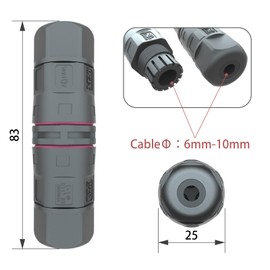 AOHUA M20 Waterproof Connector IP68 Outdoor Electrical Junction Box for 2-Pin Cables Diameter 5.0-9.5 mm UL Certification (AH-M20-2002Z01122)