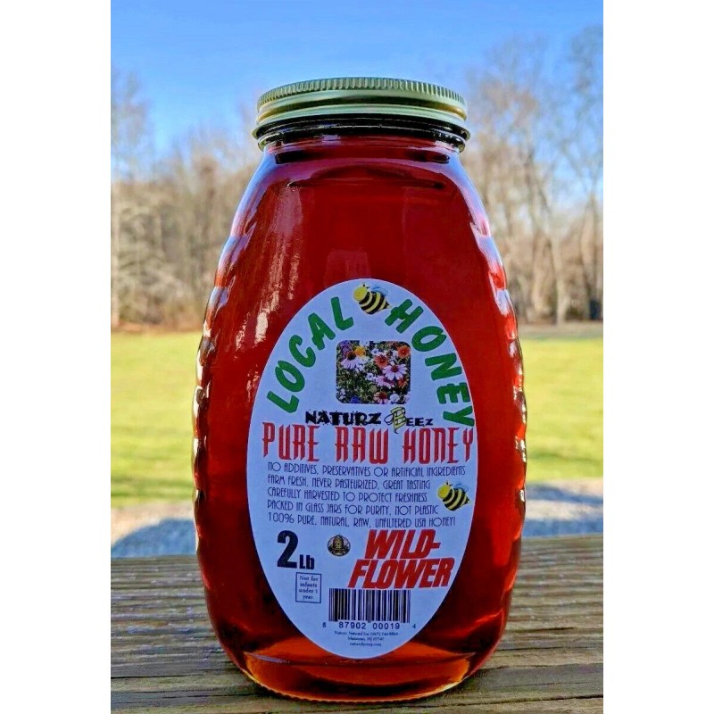 NATURZ BEEZ RAW HONEY WILDFLOWER 2LB 100% PURE LOCAL NATURAL