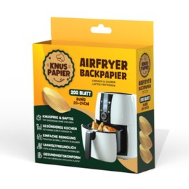 Crisp Paper Airfryer Baking Paper BPA and PFAS-Free Non-Stick Perfect for Hot Air Fryers Environmentally Friendly and Oven Safe (Round 20 cm)