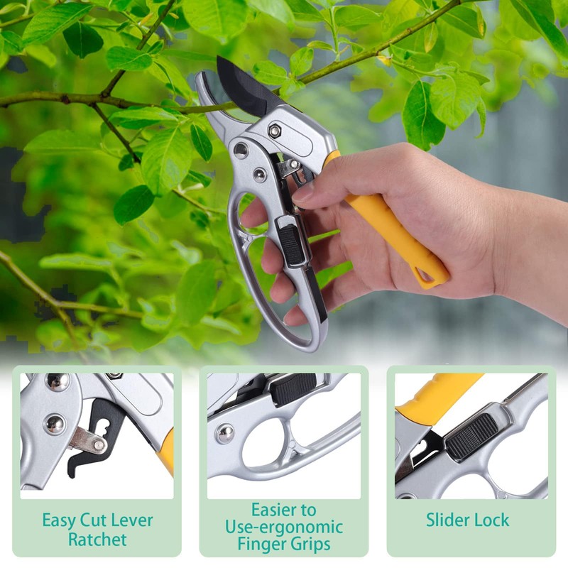 Ratchet Pruning Shears Professional Garden Clippers Sharp Hand Pruners Ratcheting